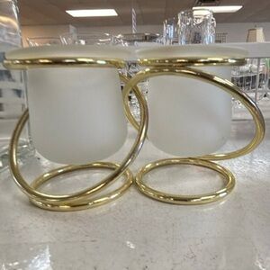Partylite Gold and White Modern Spiral Candle Holders - Home Accents